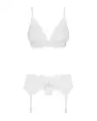 Мереживний комплект білизни Obsessive 810-SEG-1 S/M White, бюстгальтер, стрінги, пояс для панчіх photo 3