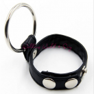 Кольцо на пенис из нержавеющей стали с кожаным ремешком photo 3