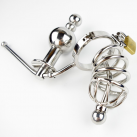 Пояс верности для мужчин. Нержавеющая сталь. С замком. С катетером для стимуляции уретры. photo 4