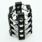 Мужской пояс верности с металлическими кольцами и ремнем из натуральной кожи photo 4