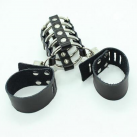 Мужской пояс верности с металлическими кольцами и ремнем из натуральной кожи photo 3