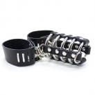 Мужской пояс верности с металлическими кольцами и ремнем из натуральной кожи photo 1