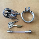 Пояс верности для мужчин. Нержавеющая сталь. С замком. С катетером для стимуляции уретры. photo 3