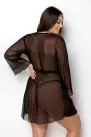 Пеньюар Passion Amberly Peignoir 4XL/5XL black, ажурні декольте та манжети, широкі рукави photo 2