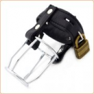 Пояс верности для мужчин. Нержавеющая сталь, кожа. С замком. photo 3