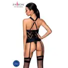 Сітчастий комплект: корсет з халтером, підв'язки, трусики Hima Corset black XXL/XXXL-Passion photo 2