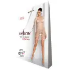 Бодістокінг-сукня з глибоким коміром Passion BS093 white, довгі рукави photo 4