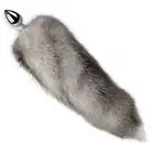 Металева анальна пробка з хвостом із натурального хутра Art of Sex size M Artctic fox photo 3