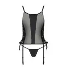 Сітчастий корсет з екошкіри, з люверсами та знімними пажами Malwia Corset black XXL/XXXL — Passion photo 5