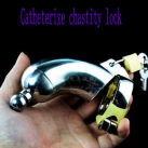 Металлическая насадка на пенис с уретральным катетером с замком photo 3