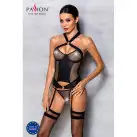 Сітчастий комплект корсет з халтером, підв'язки, трусики Amanda Corset black XXL/XXXL - Passion photo 3