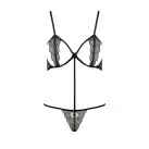 Комплект білизни QUENTRIS BIKINI black L/XL - Passion Exclusive, стрінги і напіввідкритий ліф photo 3