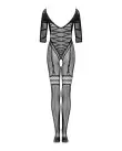 Сітчастий бодістокінг з імітацією підв’язок Obsessive Bodystocking G329 S/M/L, black, з доступом photo 4
