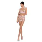 Бодістокінг-сукня Passion BS089 white, міні, плетіння у вигляді павутини photo 3