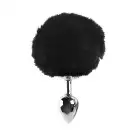 Металевий анальний затор М Art of Sex - Metal Butt plug Rabbit Tail, Чорний photo 2