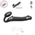 Безремінний страпон з вібрацією Strap-On-Me Vibrating Black L, діаметр 3,7см, пульт ДК, регульований photo 2