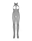 Бодистокинг из мелкой сетки с открытой грудью и доступом Obsessive Bodystocking N101 S/M/L, черный photo 3