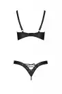 Комплект з екошкіри Passion Celine Bikini 6XL/7XL black, відкритий бра, стрінги зі шнурівкою photo 4