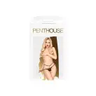 Трусики-стрінги Penthouse Open Secret L/XL Black, відкритий доступ, декор з мережева та каменю photo 3