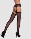 Сетчатые чулки-стокинги с цветочным рисунком Obsessive Garter stockings S207 XL/XXL, черные photo 2