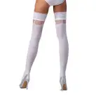 Чулки Passion ST121 1/2 белые, на ажурной силиконовой резинке, с цветочным орнаментом и вертикальным photo 2