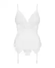 Сатиновий мереживний корсет Obsessive 810-COR-2 babydoll & thong L/XL, білий, корсет, танга photo 3