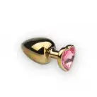 Анальна пробка, Gold Heart Pink Topaz, L photo 1