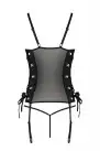 Сітчастий корсет з екошкіри Passion Malwia Corset 4XL/5XL black, з люверсами та знімними пажами photo 4