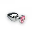 Анальна пробка, Silver Heart Pink Topaz, L photo 1
