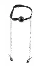 Fetish Fantasy Series Ball Gag & Nipple Clamps кляп з зажимами для сосків photo 1