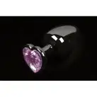 Пикантные Штучки, Маленькая графитовая анальная пробка с кристаллом в виде сердечка, 6Х2,5 см., розо photo 1