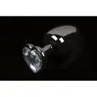 Пикантные Штучки, Маленькая графитовая анальная пробка с кристаллом в виде сердечка, 6Х2,5 см., проз photo 1