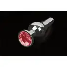 Пикантные Штучки, Серебристая анальная пробка с кристаллом - 8,5х3 см., красный photo 1