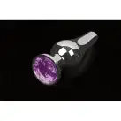 Пикантные Штучки, Серебристая анальная пробка с кристаллом - 8,5х3 см., фиолетовый photo 1