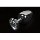 Пикантные Штучки Маленькая серебристая анальная пробка с кристаллом в виде сердечка 6Х2,5 см., прозр photo 1