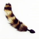 Анальна пробка з чорно-бежевим хвостиком, 7смХ2,7см photo 1