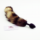 Анальна пробка з чорно-бежевим хвостиком, 7смХ2,7см photo 3