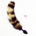 Анальна пробка з чорно-бежевим хвостиком, 7смХ2,7см photo 2