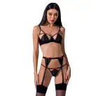 Комплект белья PERDITA SET black L/XL - Passion: стрэпы: лиф, стринги и пояс для чулок photo 1
