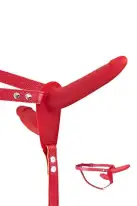 Подвійний страпон Fetish Tentation Strap-On with Double Dildo Red photo 1