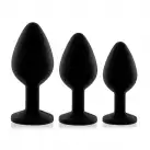 Набор анальных пробок с кристаллом Rianne S: Booty Plug Set Black, диаметр 2,7см, 3,5см, 4,1см photo 2
