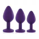 Набір силіконових анальних пробок із кристалом Rianne S: Booty Plug Set Purple 2,7см, 3,5см, 4,1 см photo 2